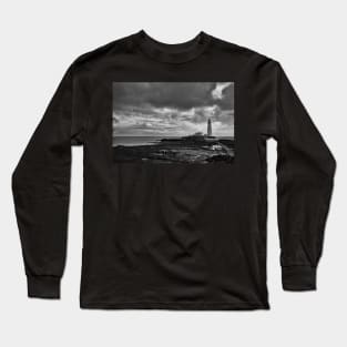 St Mary's Island in monochrome Long Sleeve T-Shirt